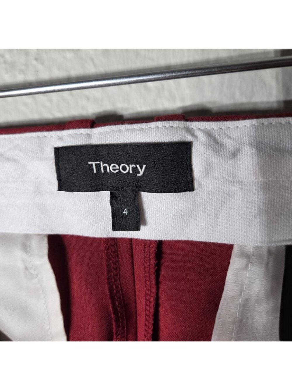 Theory Womens Red Wool Cupro Blend Flared Leg Dress Pants Size 4 Tailored - Picture 3 of 16